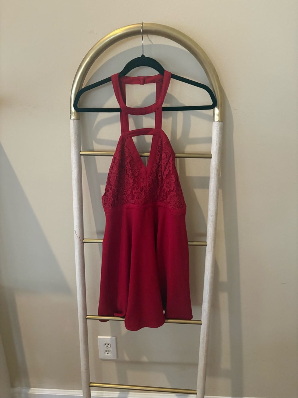 Lulu's Red Lace Halter Skater Dress